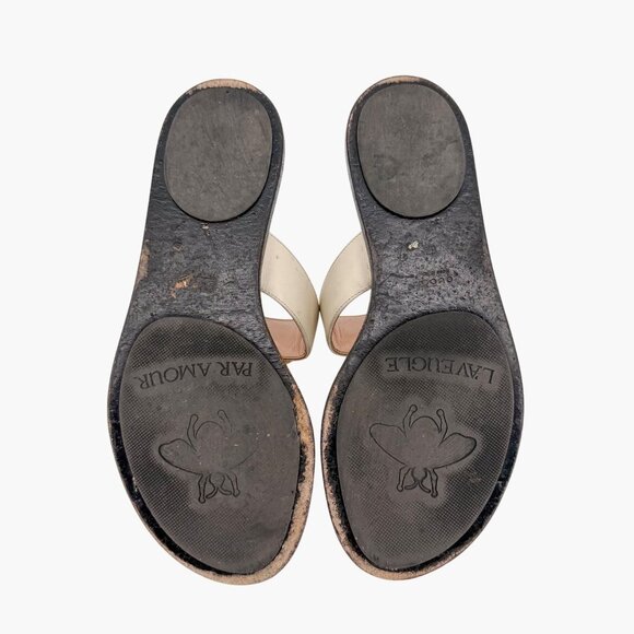 Gucci Marmont GG Thong Flip Flop Flat Sandals White Leather Size 37 US 7 Women's - Picture 14 of 15